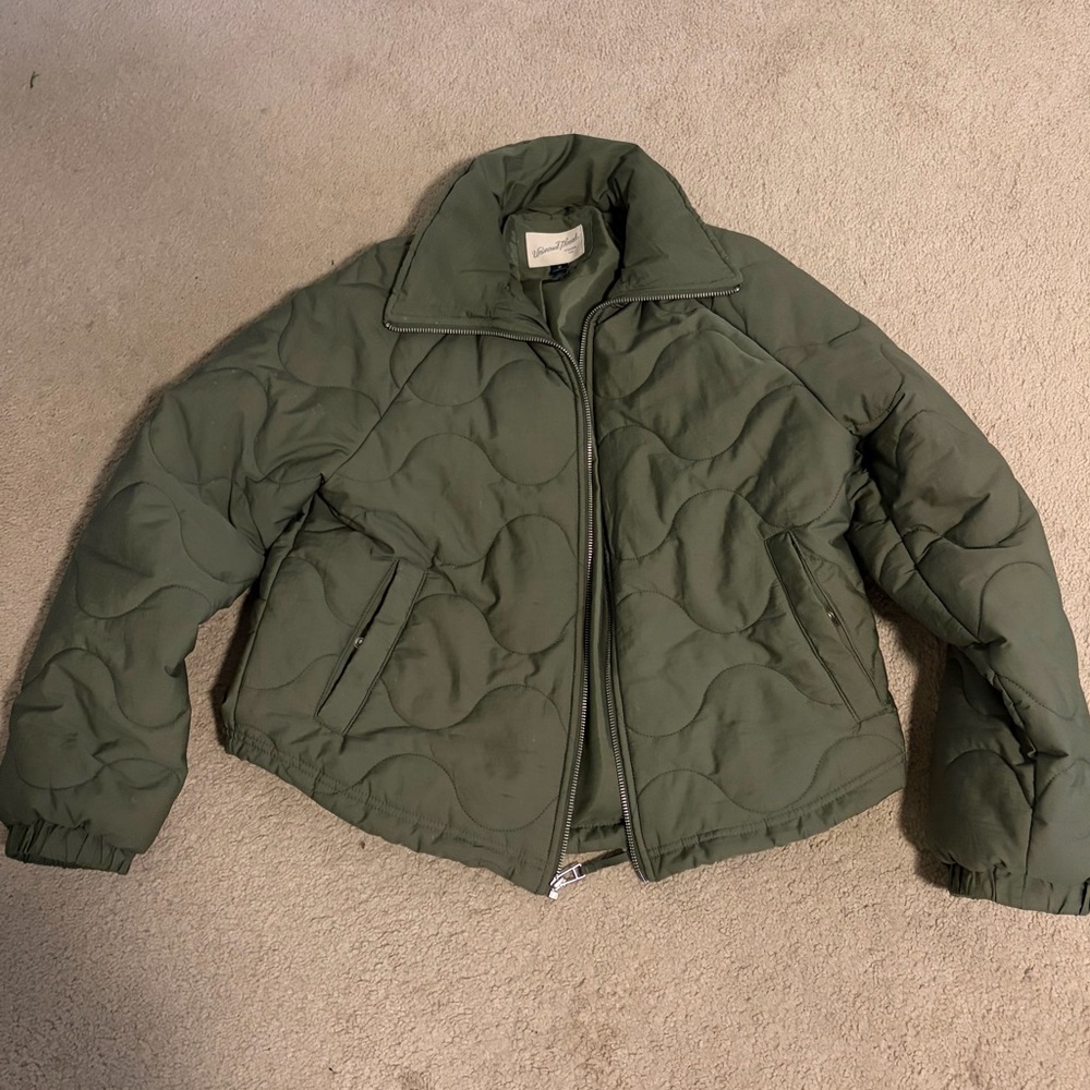 Universal Thread Olive Quilted Puffer Jacket - image 2